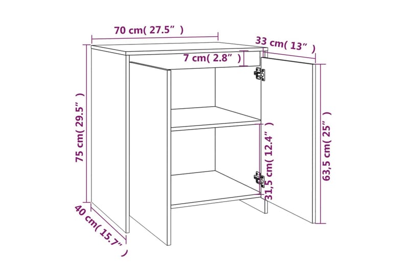 beBasic Sidobord 3 delar rökfärgad ek konstruerat trä - Förvaring - Förvaringsmöbler - Skänkar & sideboards