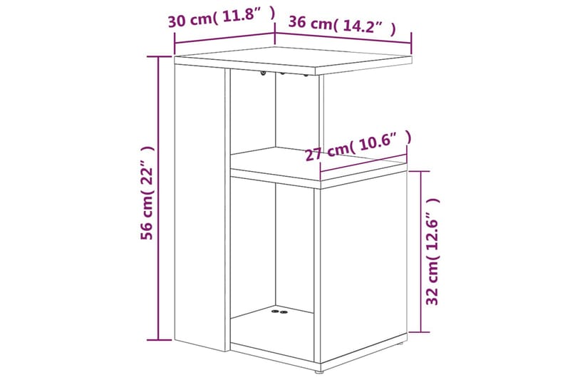 beBasic Sidobord grå sonoma 36x30x56 cm konstruerat trä - Förvaring - Förvaringsmöbler - Skänkar & sideboards