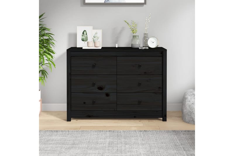 beBasic Sidoskåp svart 100x40x72 cm massiv furu - Förvaring - Förvaringsmöbler - Skänkar & sideboards