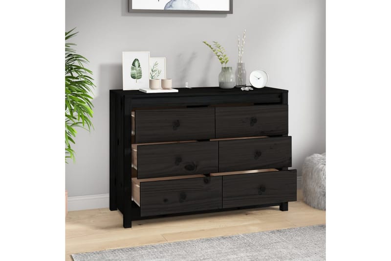 beBasic Sidoskåp svart 100x40x72 cm massiv furu - Förvaring - Förvaringsmöbler - Skänkar & sideboards
