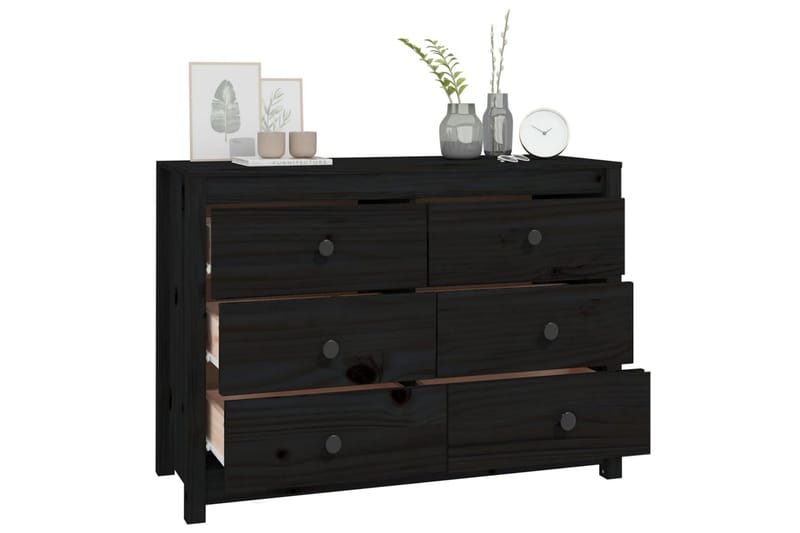 beBasic Sidoskåp svart 100x40x72 cm massiv furu - Förvaring - Förvaringsmöbler - Skänkar & sideboards
