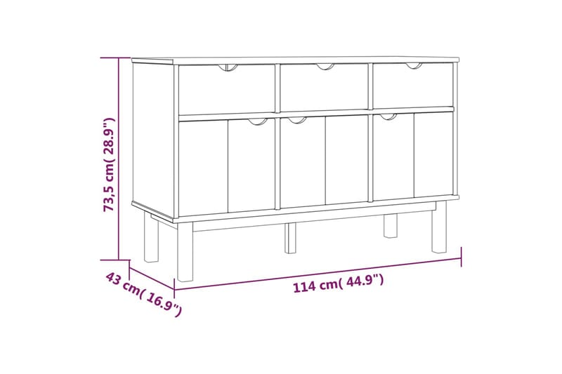 beBasic Skänk 114x43x73,5 cm massiv furu - Förvaring - Förvaringsmöbler - Skänkar & sideboards