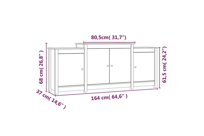 beBasic Skänk 164x37x68 cm massiv furu - Förvaring - Förvaringsmöbler - Skänkar & sideboards