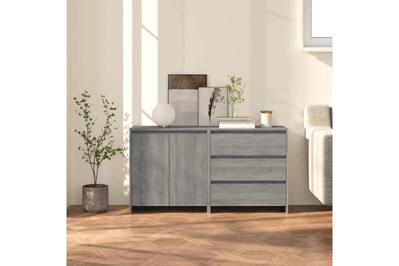 beBasic Skänk 2 delar grå sonoma-ek konstruerat trä - Förvaring - Förvaringsmöbler - Skänkar & sideboards