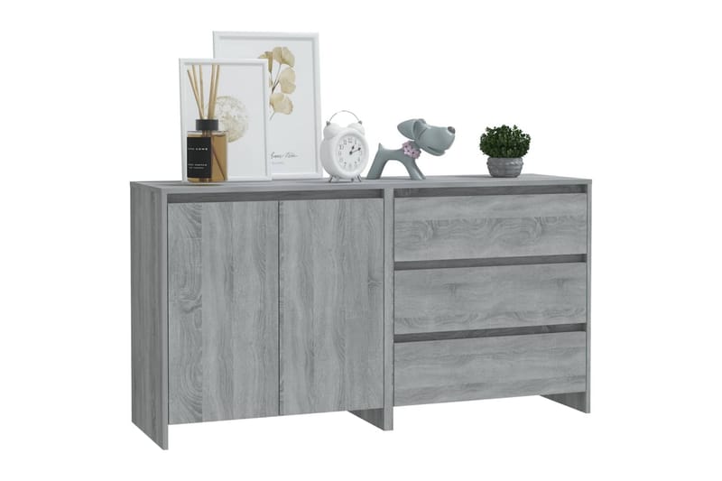 beBasic Skänk 2 delar grå sonoma-ek konstruerat trä - Förvaring - Förvaringsmöbler - Skänkar & sideboards