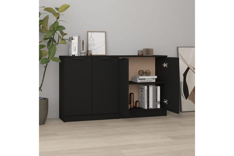 beBasic Skänk 2 st svart 60x30x70 cm konstruerat trä - Förvaring - Förvaringsmöbler - Skänkar & sideboards