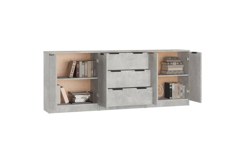 beBasic Skänk 3 delar betonggrå konstruerat trä - Förvaring - Förvaringsmöbler - Skänkar & sideboards