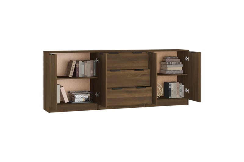 beBasic Skänk 3 delar brun ek konstruerat trä - Förvaring - Förvaringsmöbler - Skänkar & sideboards