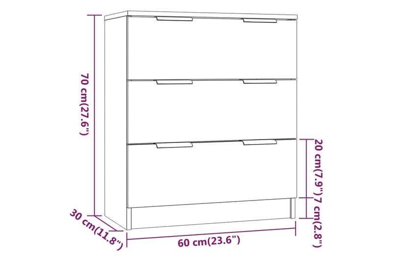 beBasic Skänk 3 delar brun ek konstruerat trä - Förvaring - Förvaringsmöbler - Skänkar & sideboards