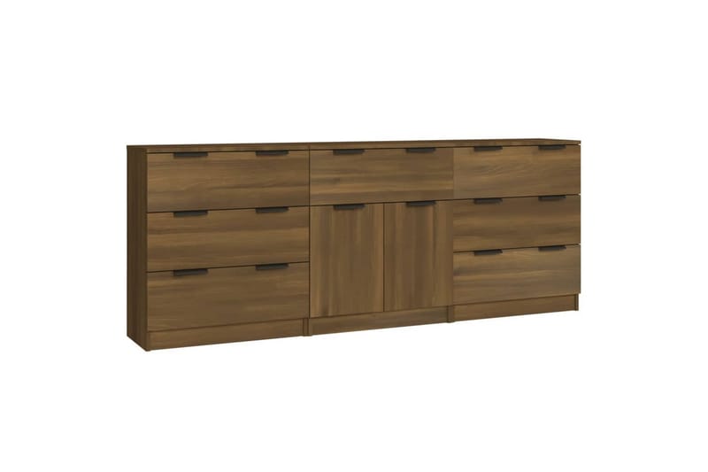 beBasic Skänk 3 delar brun ek konstruerat trä - Förvaring - Förvaringsmöbler - Skänkar & sideboards