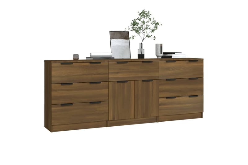 beBasic Skänk 3 delar brun ek konstruerat trä - Förvaring - Förvaringsmöbler - Skänkar & sideboards