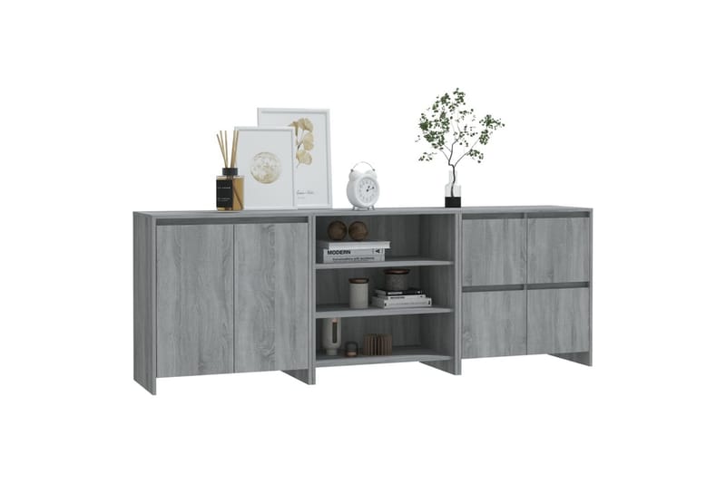 beBasic Skänk 3 delar grå sonoma-ek konstruerat trä - Förvaring - Förvaringsmöbler - Skänkar & sideboards