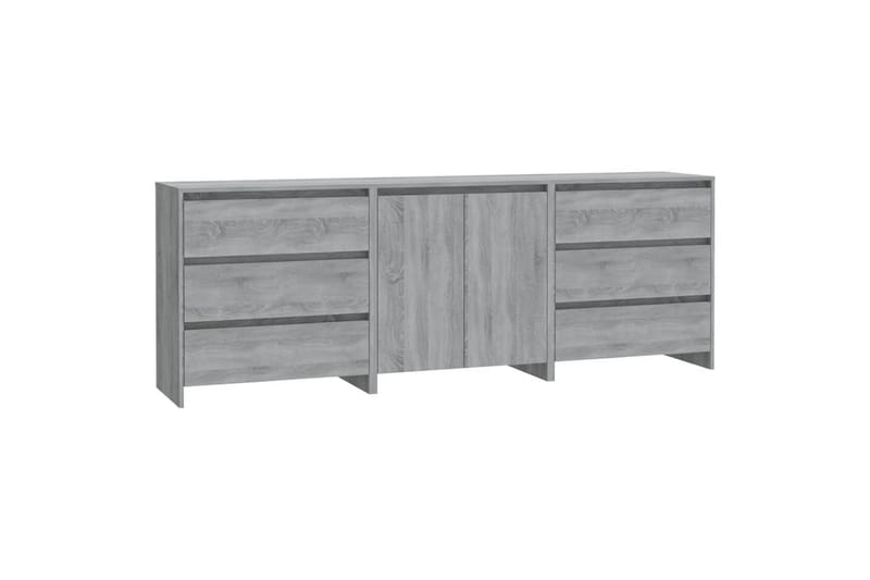 beBasic Skänk 3 delar grå sonoma-ek konstruerat trä - Förvaring - Förvaringsmöbler - Skänkar & sideboards