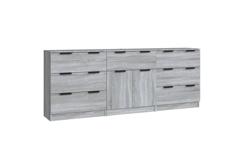 beBasic Skänk 3 delar grå sonoma-ek konstruerat trä - Förvaring - Förvaringsmöbler - Skänkar & sideboards