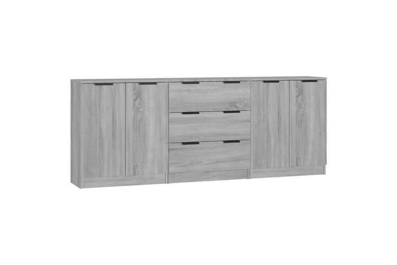beBasic Skänk 3 delar grå sonoma konstruerat trä - Förvaring - Förvaringsmöbler - Skänkar & sideboards
