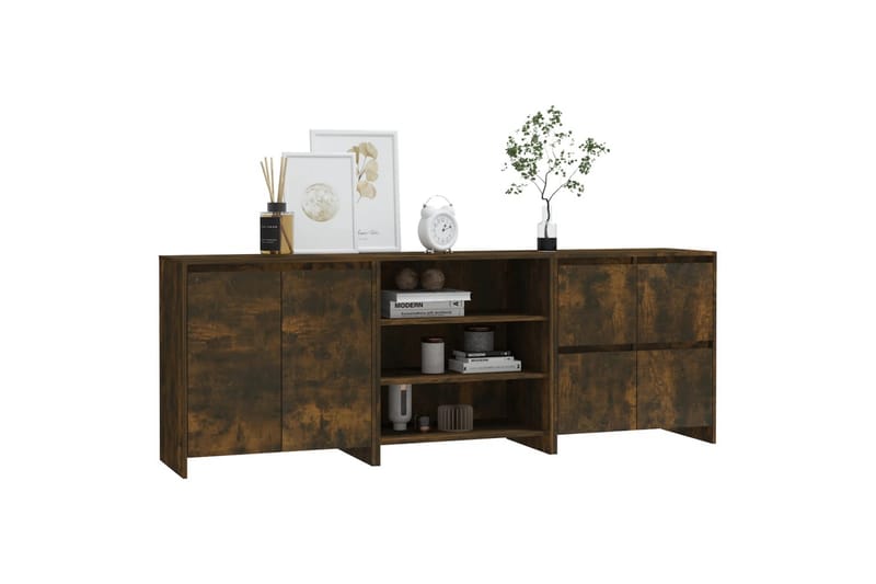 beBasic Skänk 3 delar rökfärgad ek konstruerat trä - Förvaring - Förvaringsmöbler - Skänkar & sideboards
