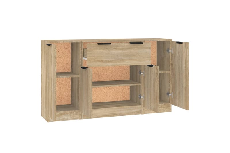 beBasic Skänk 3 delar Sonoma ek konstruerat trä - Förvaring - Förvaringsmöbler - Skänkar & sideboards