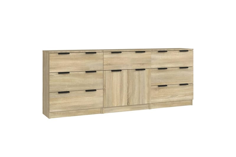 beBasic Skänk 3 delar sonoma-ek konstruerat trä - Förvaring - Förvaringsmöbler - Skänkar & sideboards