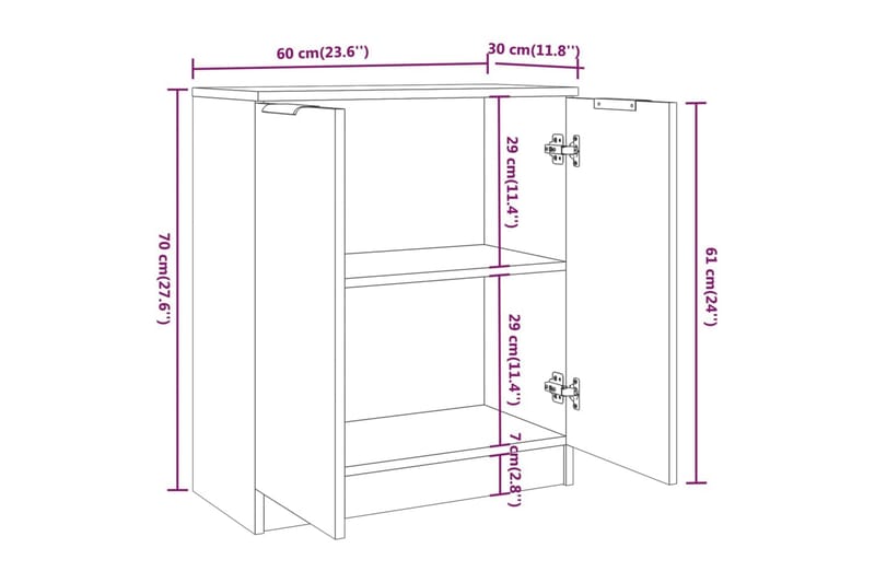 beBasic Skänk 3 delar svart konstruerat trä - Förvaring - Förvaringsmöbler - Skänkar & sideboards