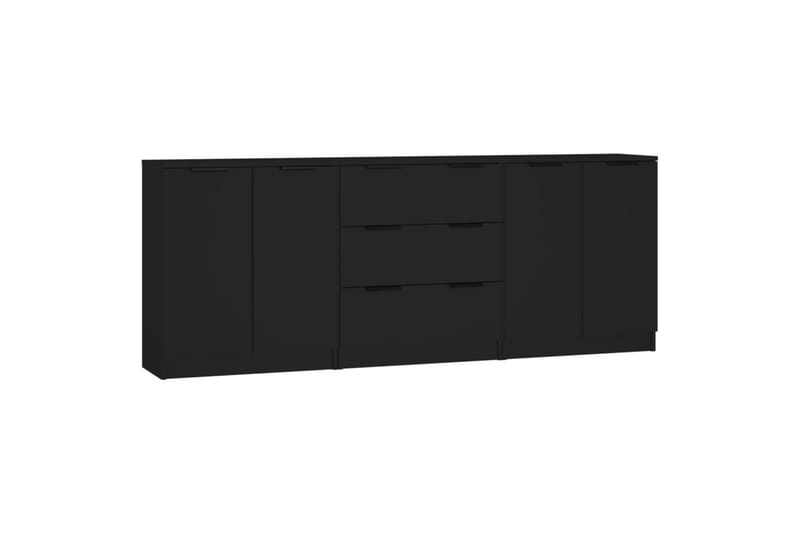 beBasic Skänk 3 delar svart konstruerat trä - Förvaring - Förvaringsmöbler - Skänkar & sideboards