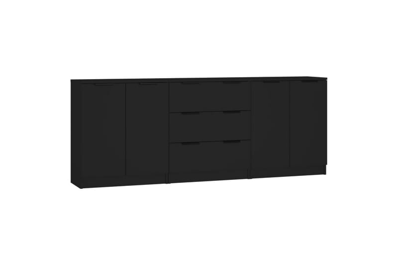 beBasic Skänk 3 delar svart konstruerat trä - Skänkar & sideboards