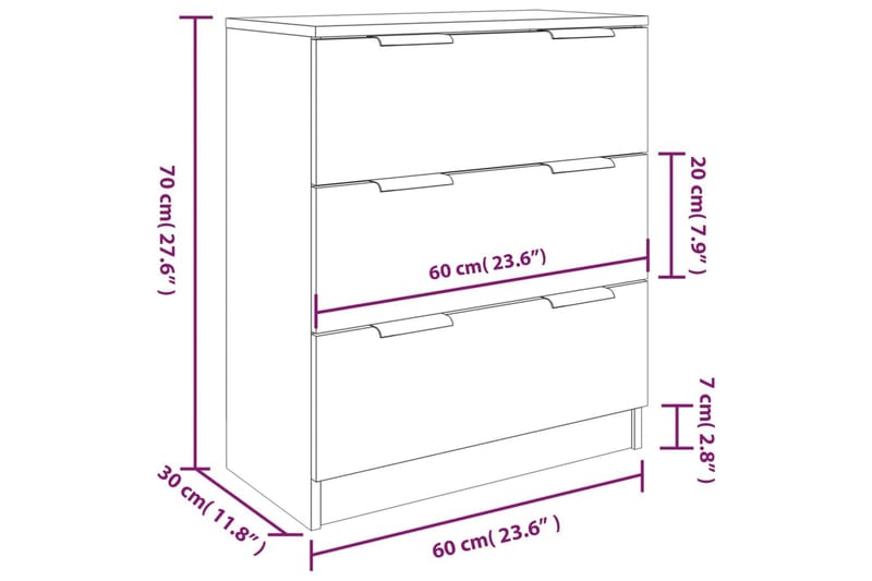 beBasic Skänk 3 delar vit högglans konstruerat trä - Skänkar & sideboards