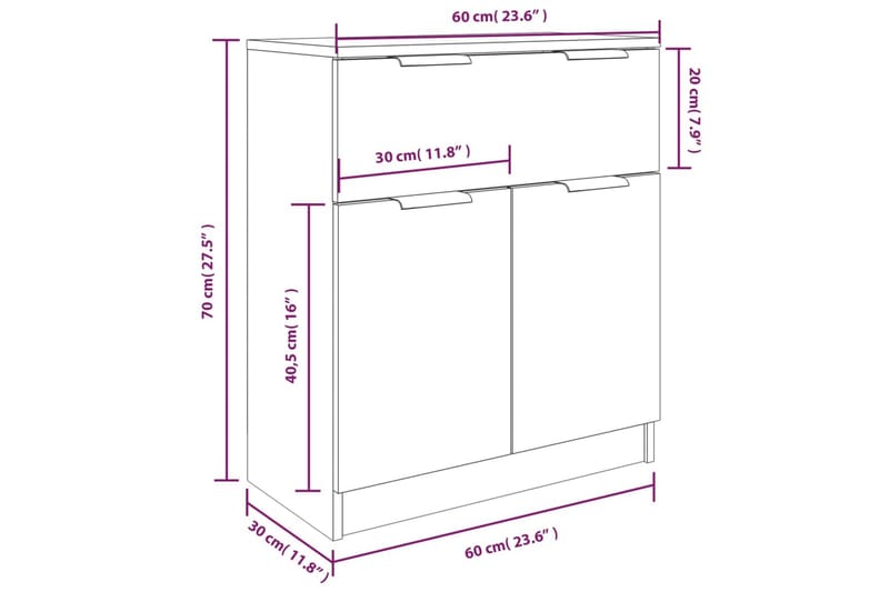 beBasic Skänk 3 delar vit högglans konstruerat trä - Skänkar & sideboards