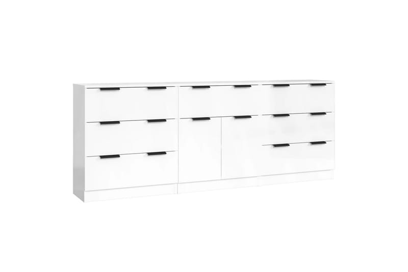 beBasic Skänk 3 delar vit högglans konstruerat trä - Förvaring - Förvaringsmöbler - Skänkar & sideboards