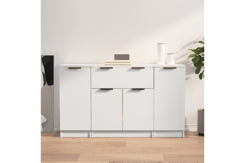 beBasic Skänk 3 delar Vit konstruerat trä - Förvaring - Förvaringsmöbler - Skänkar & sideboards