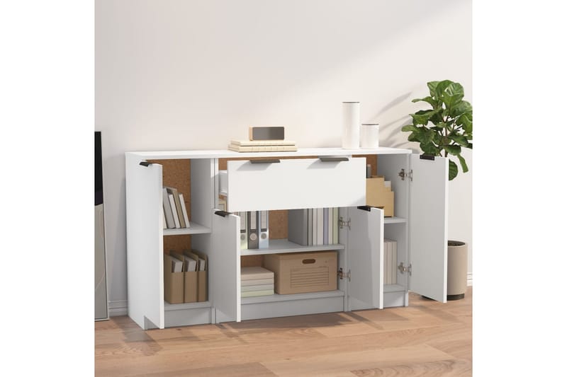 beBasic Skänk 3 delar Vit konstruerat trä - Förvaring - Förvaringsmöbler - Skänkar & sideboards