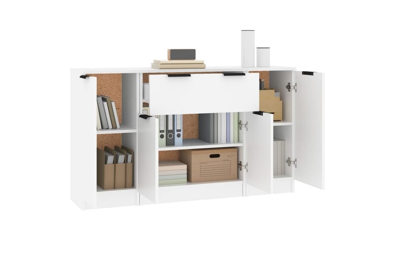 beBasic Skänk 3 delar Vit konstruerat trä - Förvaring - Förvaringsmöbler - Skänkar & sideboards