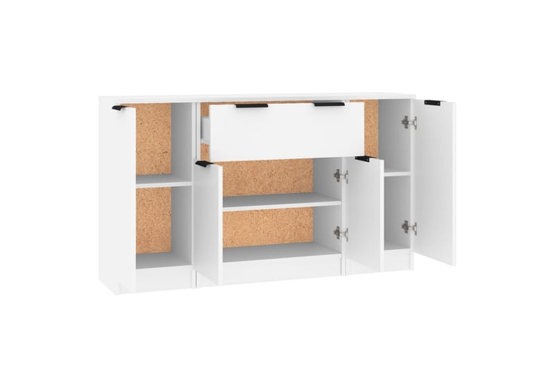 beBasic Skänk 3 delar Vit konstruerat trä - Förvaring - Förvaringsmöbler - Skänkar & sideboards