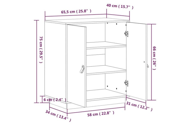 beBasic Skänk 65,5x40x75 cm massiv furu - Förvaring - Förvaringsmöbler - Skänkar & sideboards