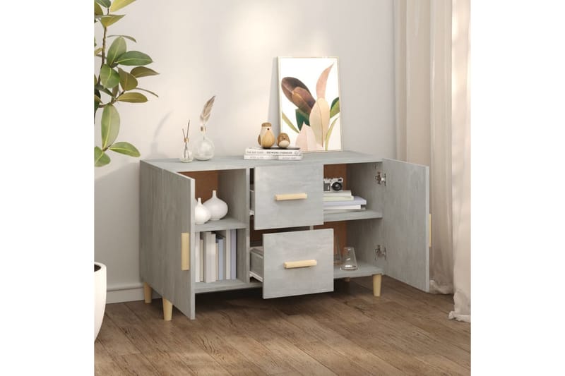beBasic Skänk betonggrå 100x36x60 cm konstruerat trä - Förvaring - Förvaringsmöbler - Skänkar & sideboards