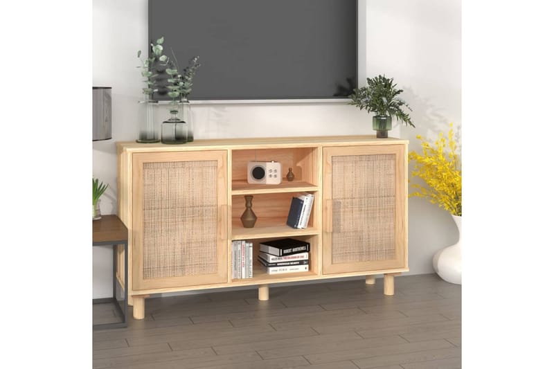 beBasic Skänk brun 105x30x60 cm massiv furu och naturlig rotting - Förvaring - Förvaringsmöbler - Skänkar & sideboards