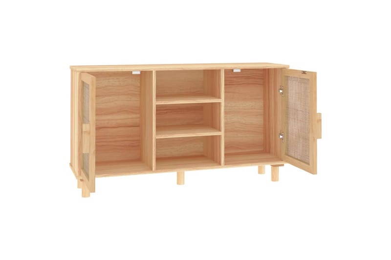 beBasic Skänk brun 105x30x60 cm massiv furu och naturlig rotting - Förvaring - Förvaringsmöbler - Skänkar & sideboards