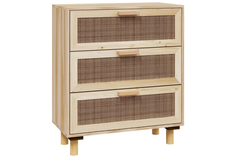 beBasic Skänk brun 60x30x70 cm massiv furu och naturlig rotting - Förvaring - Förvaringsmöbler - Skänkar & sideboards