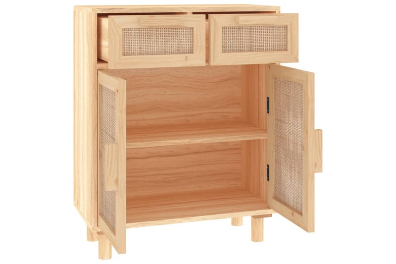 beBasic Skänk brun 60x30x75 cm massiv furu och naturlig rotting - Förvaring - Förvaringsmöbler - Skänkar & sideboards