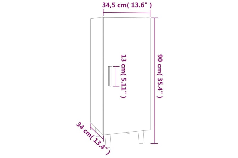 beBasic Skänk brun ek 34,5x34x90 cm konstruerat trä - Förvaring - Förvaringsmöbler - Sk�änkar & sideboards