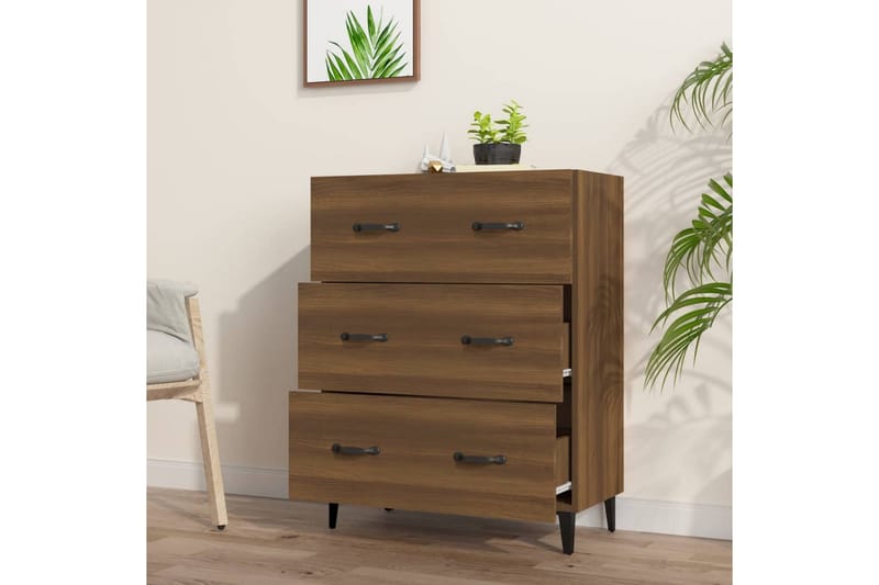 beBasic Skänk brun ek 69,5x34x90 cm konstruerat trä - Förvaring - Förvaringsmöbler - Skänkar & sideboards