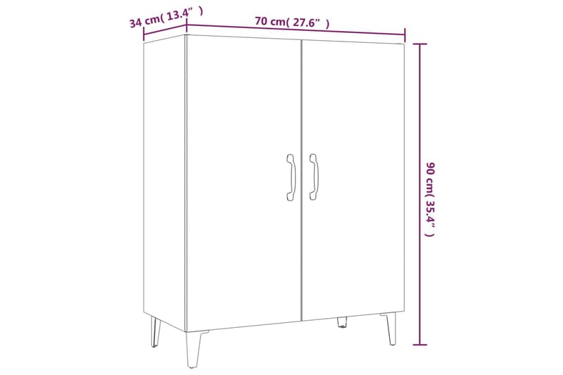 beBasic Skänk brun ek 70x34x90 cm konstruerat trä - Skänkar & sideboards