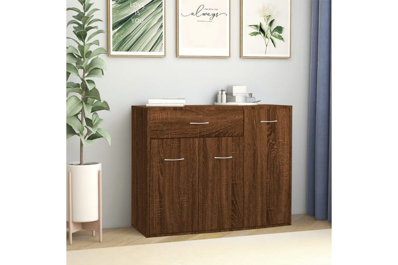 beBasic Skänk brun ek 88x30x70 cm konstruerat trä - Förvaring - Förvaringsmöbler - Skänkar & sideboards