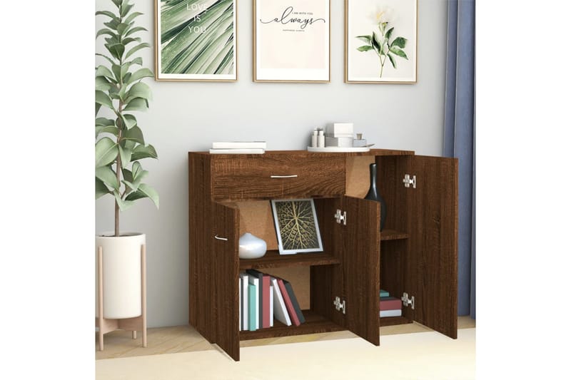 beBasic Skänk brun ek 88x30x70 cm konstruerat trä - Förvaring - Förvaringsmöbler - Skänkar & sideboards