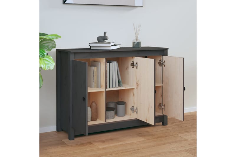 beBasic Skänk grå 100x35x74 cm massiv furu - Förvaring - Förvaringsmöbler - Skänkar & sideboards