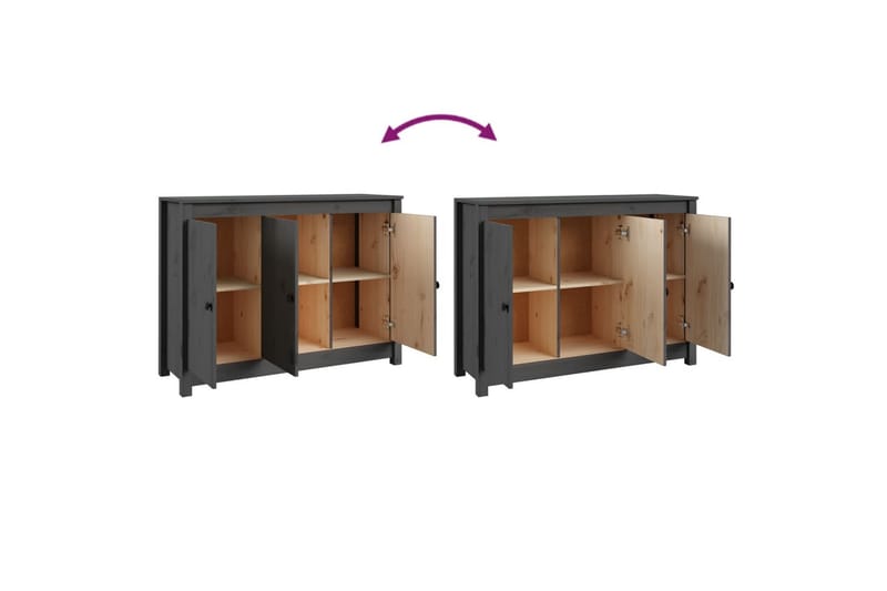 beBasic Skänk grå 100x35x74 cm massiv furu - Förvaring - Förvaringsmöbler - Skänkar & sideboards