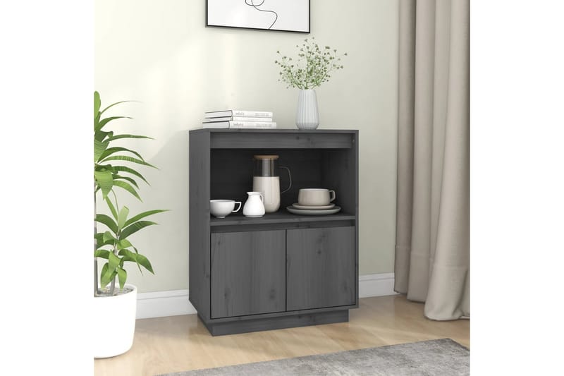 beBasic Skänk grå 60x34x75 cm massiv furu - Förvaring - Förvaringsmöbler - Skänkar & sideboards