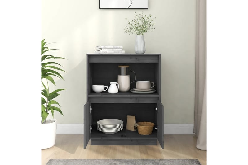 beBasic Skänk grå 60x34x75 cm massiv furu - Förvaring - Förvaringsmöbler - Skänkar & sideboards