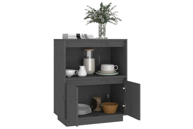 beBasic Skänk grå 60x34x75 cm massiv furu - Förvaring - Förvaringsmöbler - Skänkar & sideboards