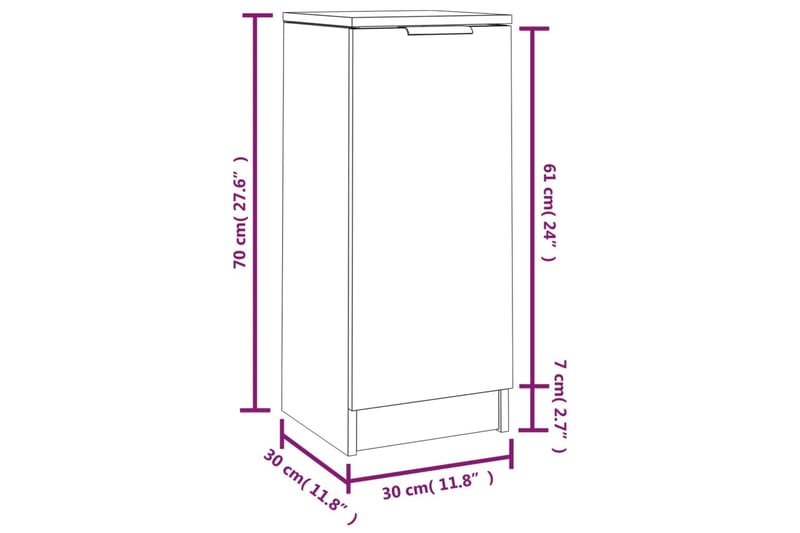 beBasic Skänk grå sonoma 30x30x70 cm konstruerat trä - Skänkar & sideboards