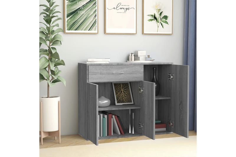 beBasic Skänk grå sonoma 88x30x70 cm konstruerat trä - Förvaring - Förvaringsmöbler - Skänkar & sideboards